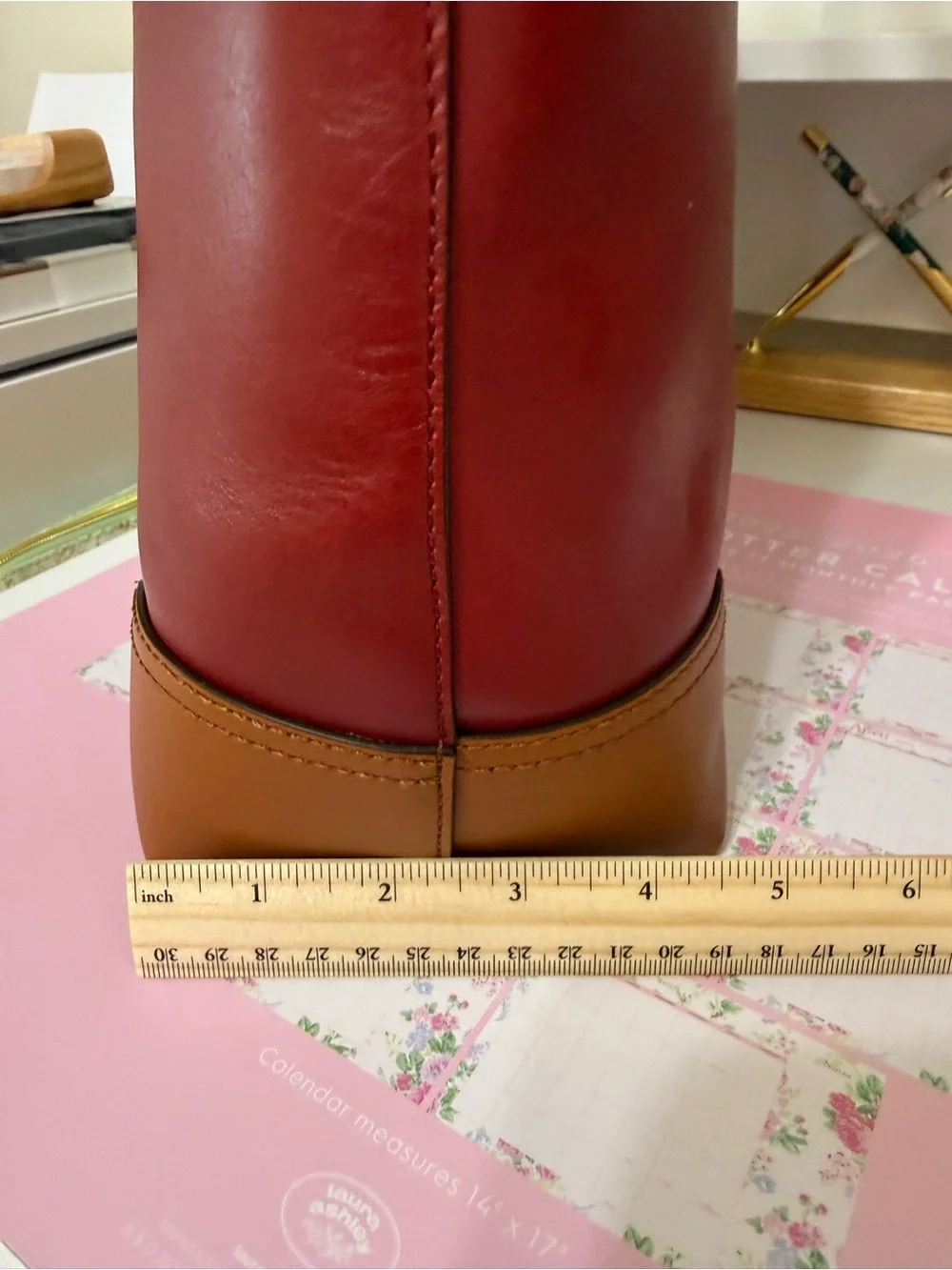 Ralph Lauren Two-Tone Burgundy and Tan Leather Shoulder Bag